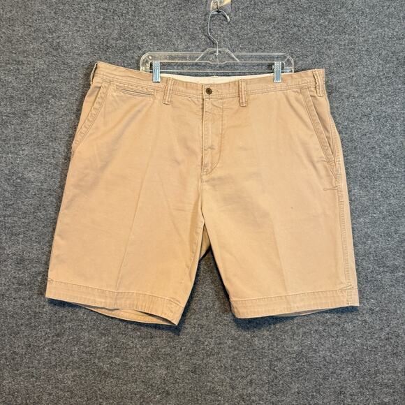 Polo Ralph Lauren Shorts Mens 42 Beige Khaki Chino Flat Front Casual Preppy - Picture 1 of 8